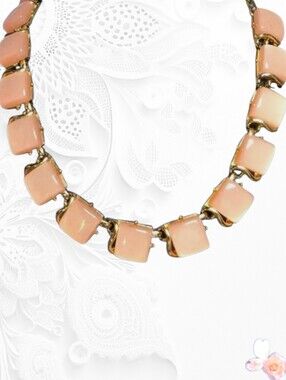 Vintage Signed Coro Blush Pink Thermoset Link Necklace – Mid-Century Elegance 47